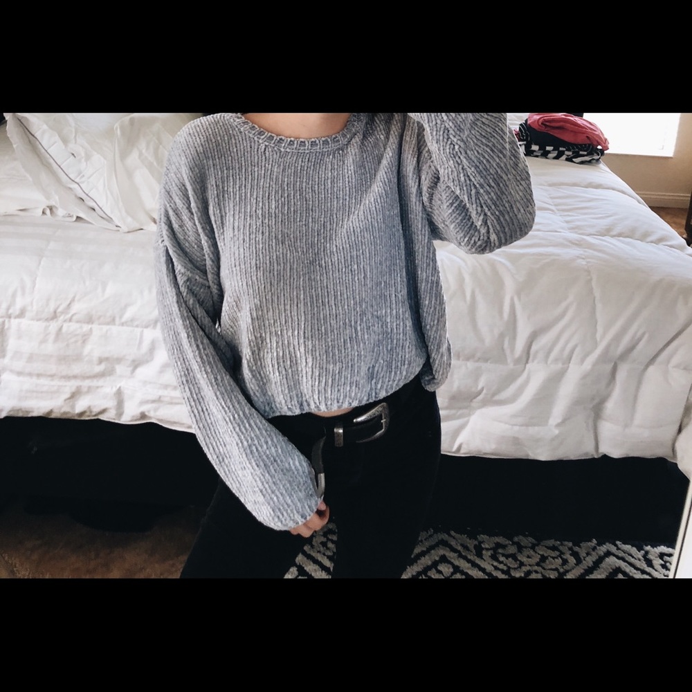 chenille baby blue sweater